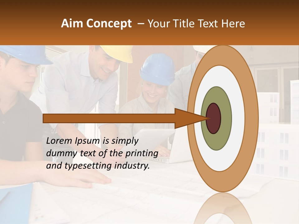 A Group Of People In Hard Hats Looking At A Laptop PowerPoint Template