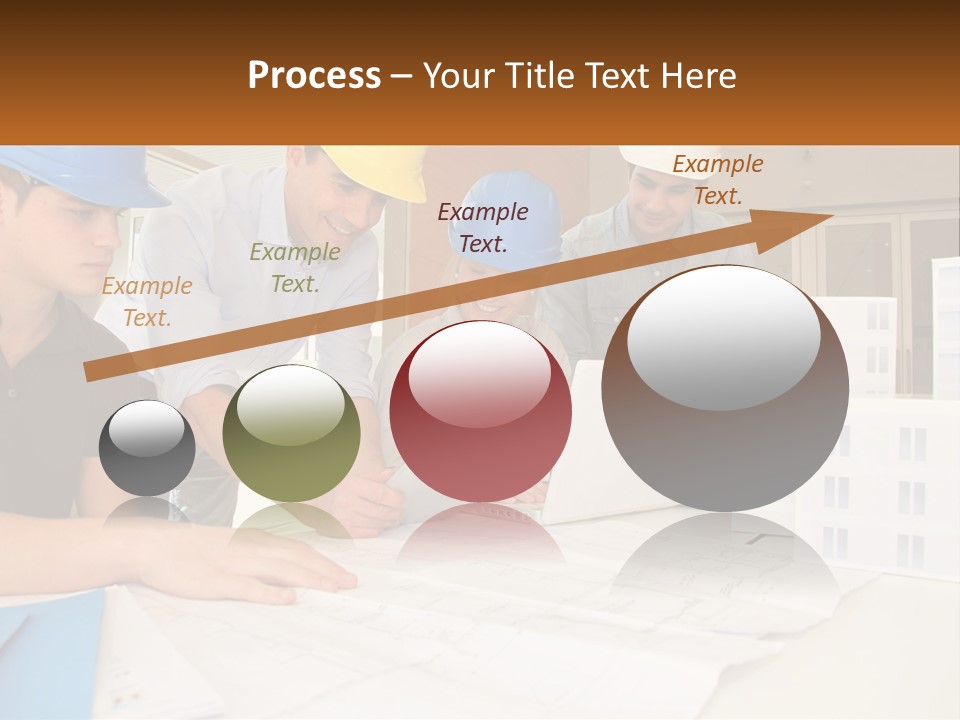 A Group Of People In Hard Hats Looking At A Laptop PowerPoint Template