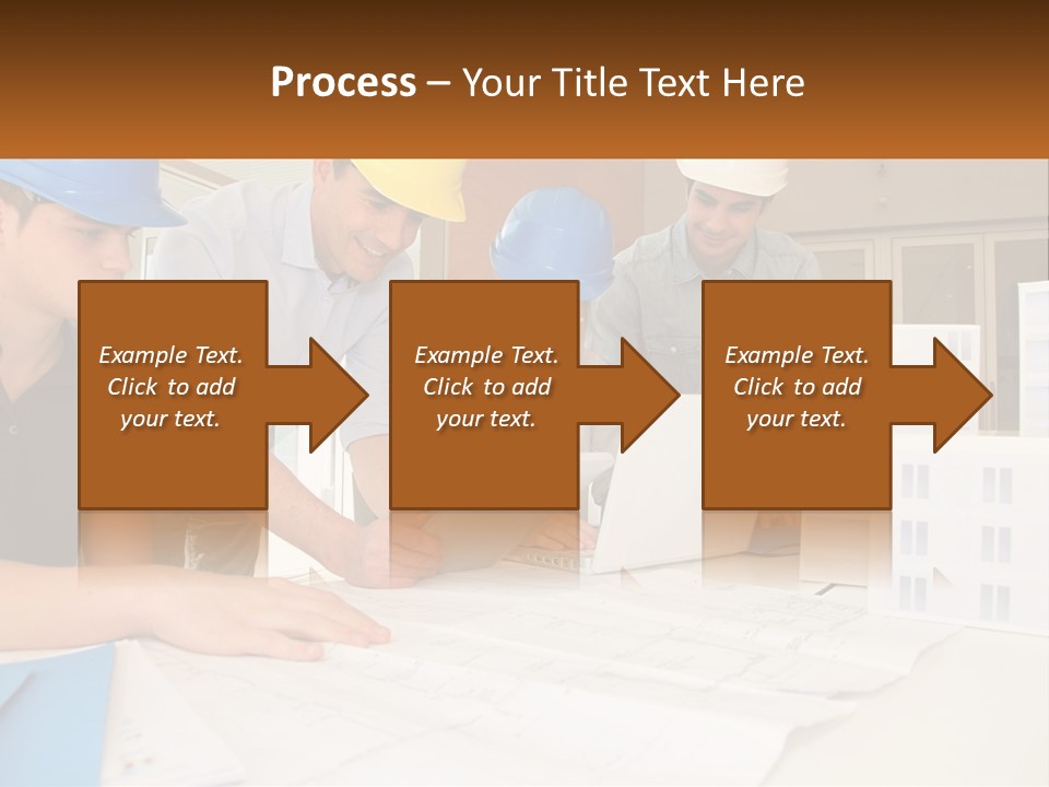 A Group Of People In Hard Hats Looking At A Laptop PowerPoint Template