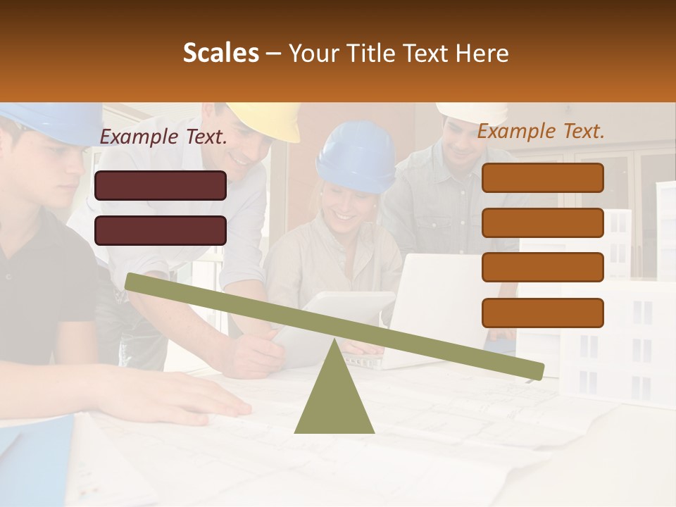 A Group Of People In Hard Hats Looking At A Laptop PowerPoint Template