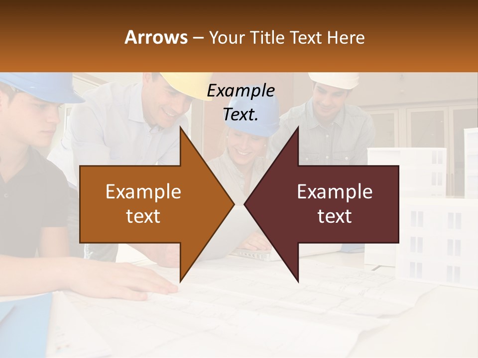A Group Of People In Hard Hats Looking At A Laptop PowerPoint Template