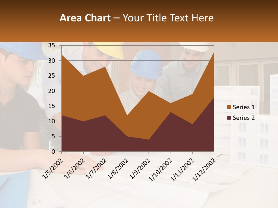 A Group Of People In Hard Hats Looking At A Laptop PowerPoint Template