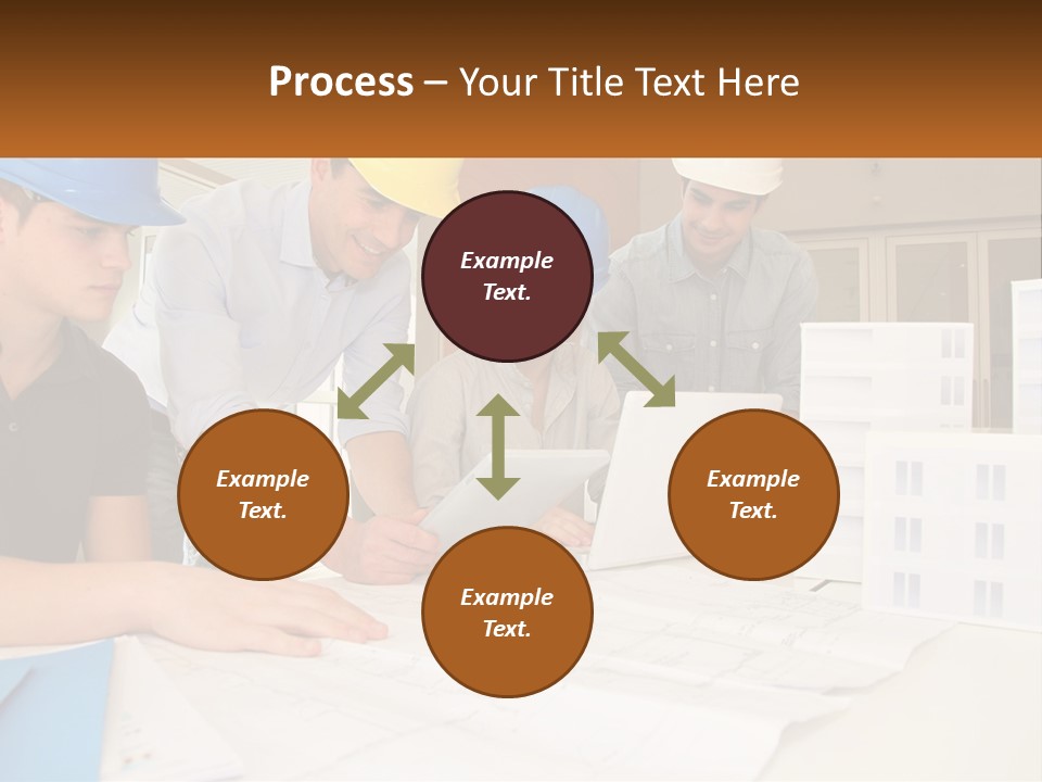 A Group Of People In Hard Hats Looking At A Laptop PowerPoint Template