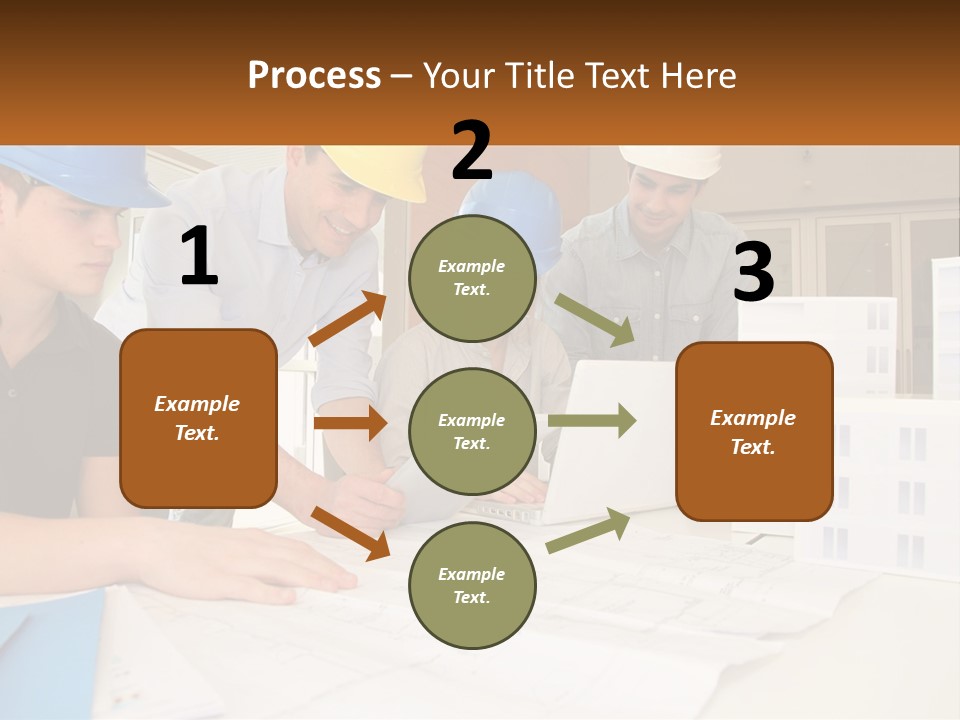 A Group Of People In Hard Hats Looking At A Laptop PowerPoint Template