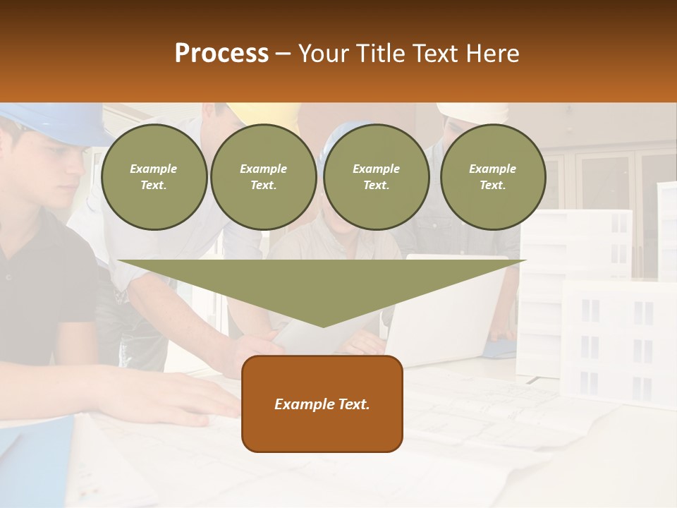 A Group Of People In Hard Hats Looking At A Laptop PowerPoint Template