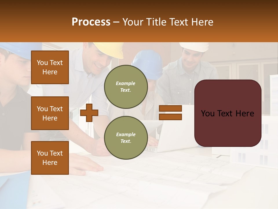 A Group Of People In Hard Hats Looking At A Laptop PowerPoint Template