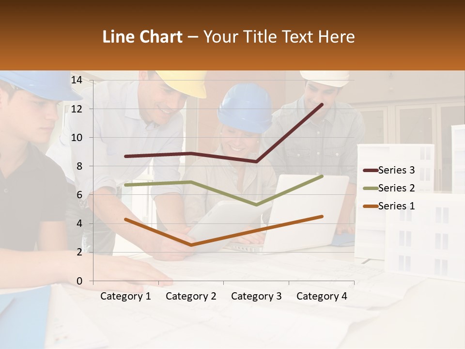 A Group Of People In Hard Hats Looking At A Laptop PowerPoint Template