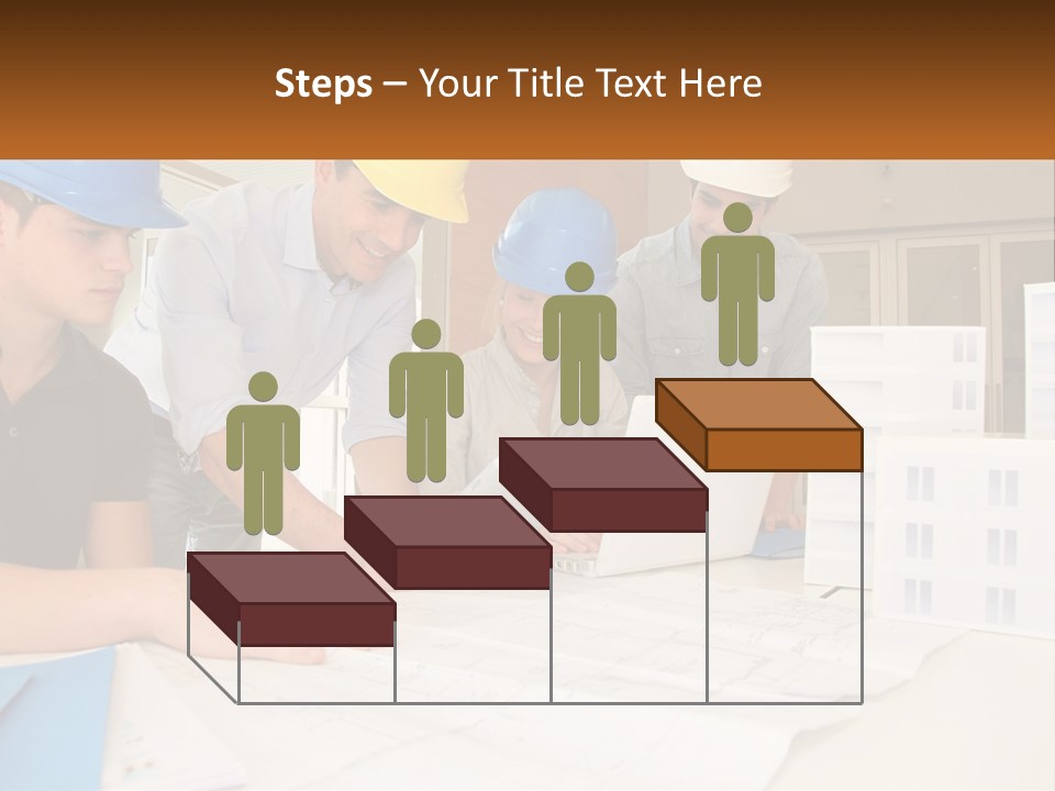 A Group Of People In Hard Hats Looking At A Laptop PowerPoint Template