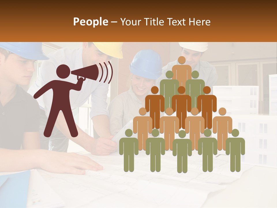 A Group Of People In Hard Hats Looking At A Laptop PowerPoint Template