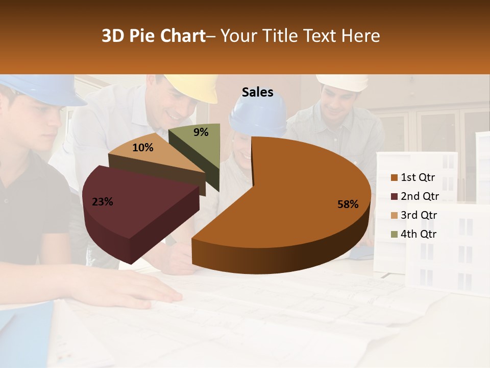 A Group Of People In Hard Hats Looking At A Laptop PowerPoint Template