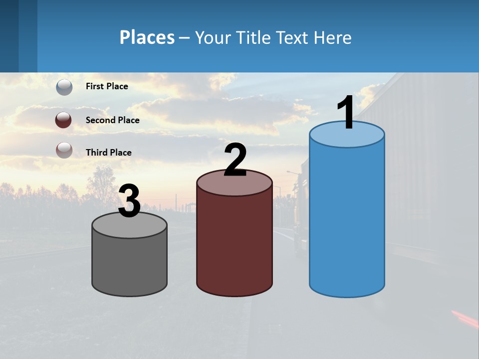 A Truck Driving Down The Road With A Sunset In The Background PowerPoint Template