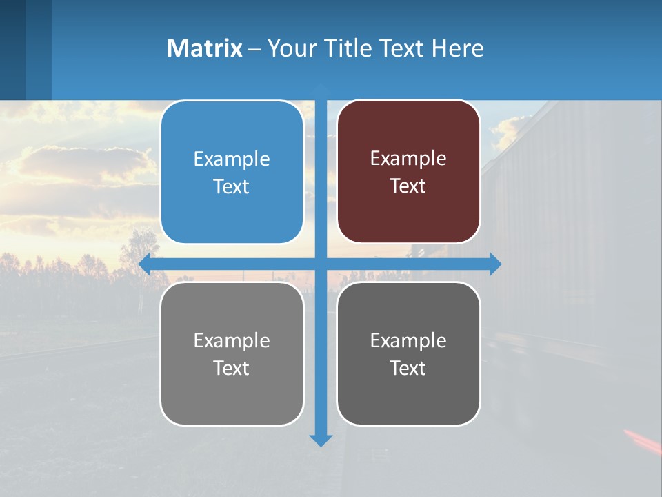 A Truck Driving Down The Road With A Sunset In The Background PowerPoint Template