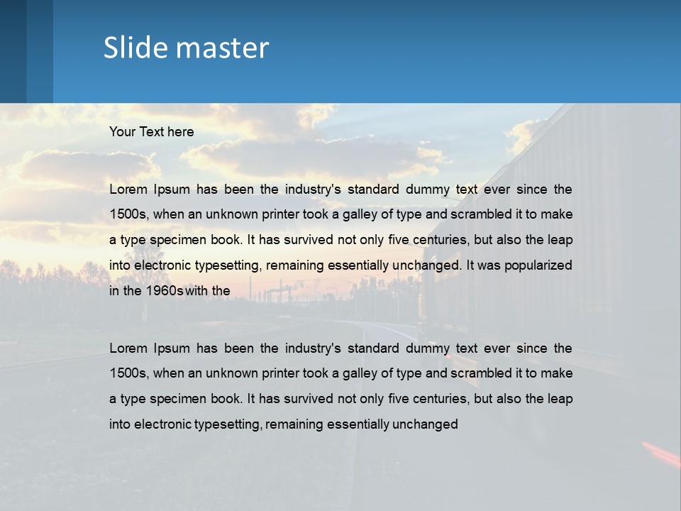 A Truck Driving Down The Road With A Sunset In The Background PowerPoint Template