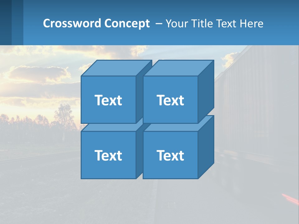 A Truck Driving Down The Road With A Sunset In The Background PowerPoint Template