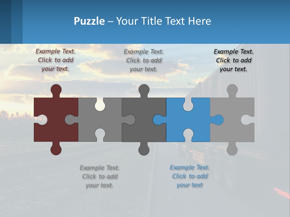 A Truck Driving Down The Road With A Sunset In The Background PowerPoint Template