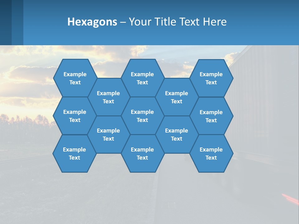 A Truck Driving Down The Road With A Sunset In The Background PowerPoint Template