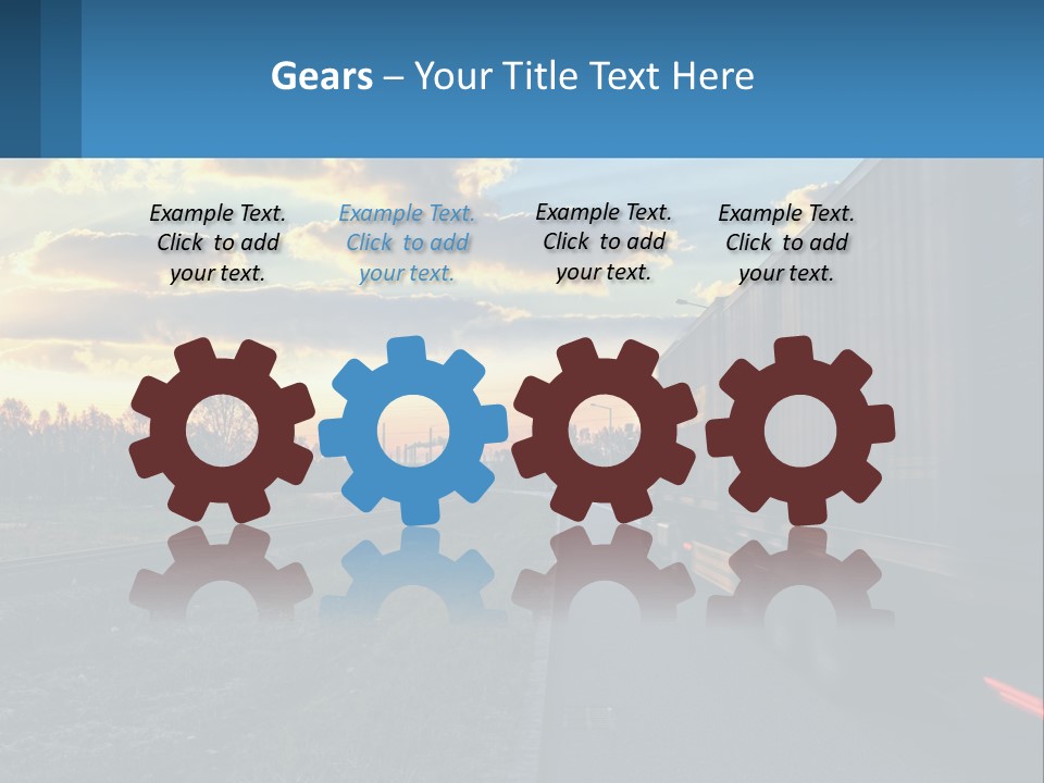 A Truck Driving Down The Road With A Sunset In The Background PowerPoint Template