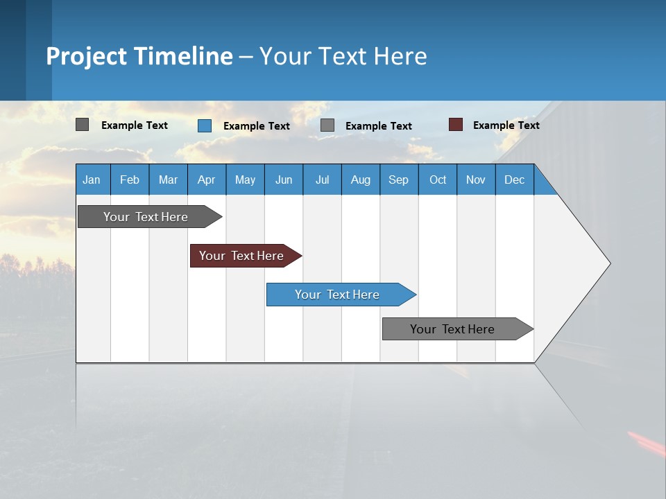 A Truck Driving Down The Road With A Sunset In The Background PowerPoint Template