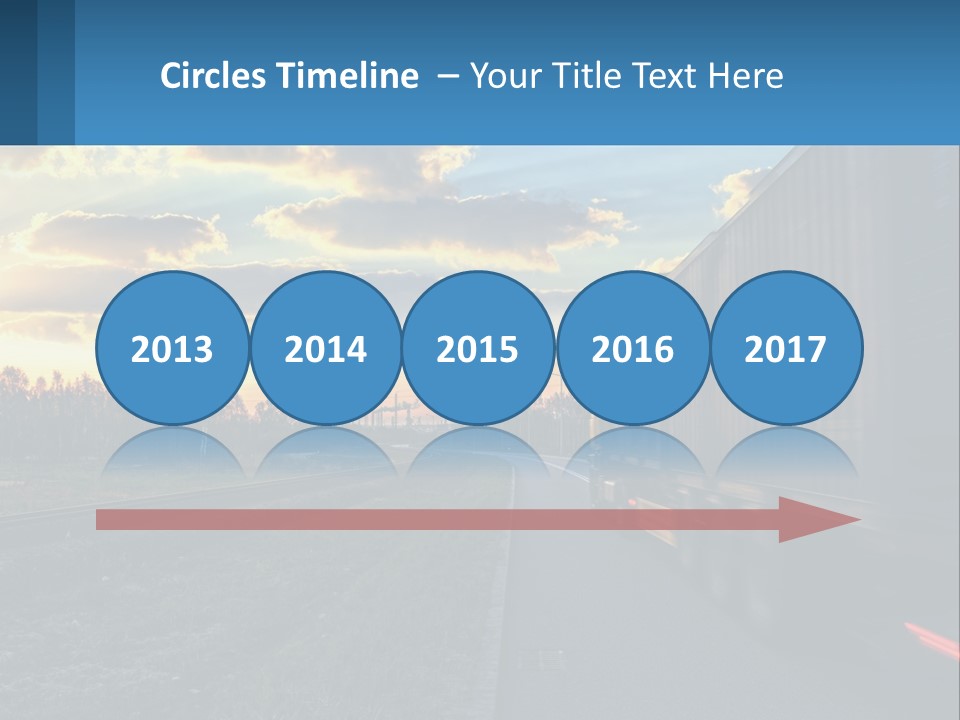 A Truck Driving Down The Road With A Sunset In The Background PowerPoint Template