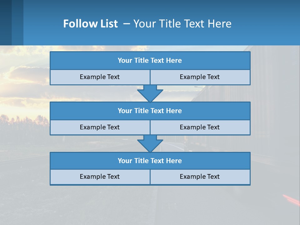 A Truck Driving Down The Road With A Sunset In The Background PowerPoint Template
