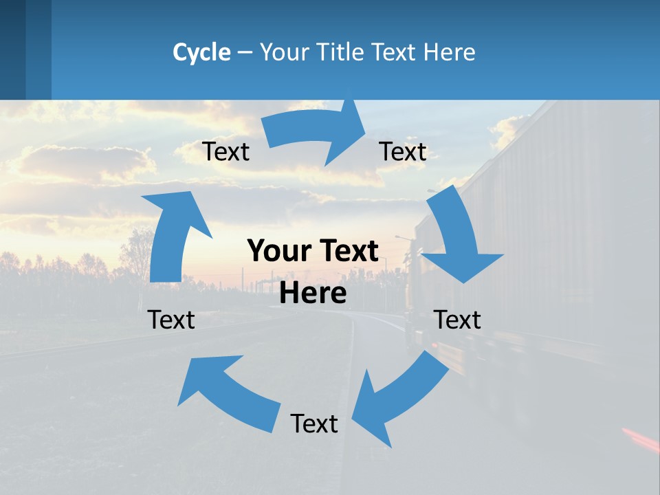 A Truck Driving Down The Road With A Sunset In The Background PowerPoint Template