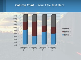 A Truck Driving Down The Road With A Sunset In The Background PowerPoint Template