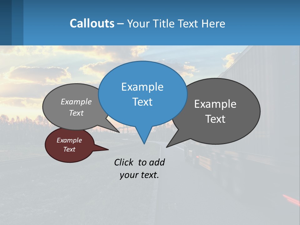 A Truck Driving Down The Road With A Sunset In The Background PowerPoint Template