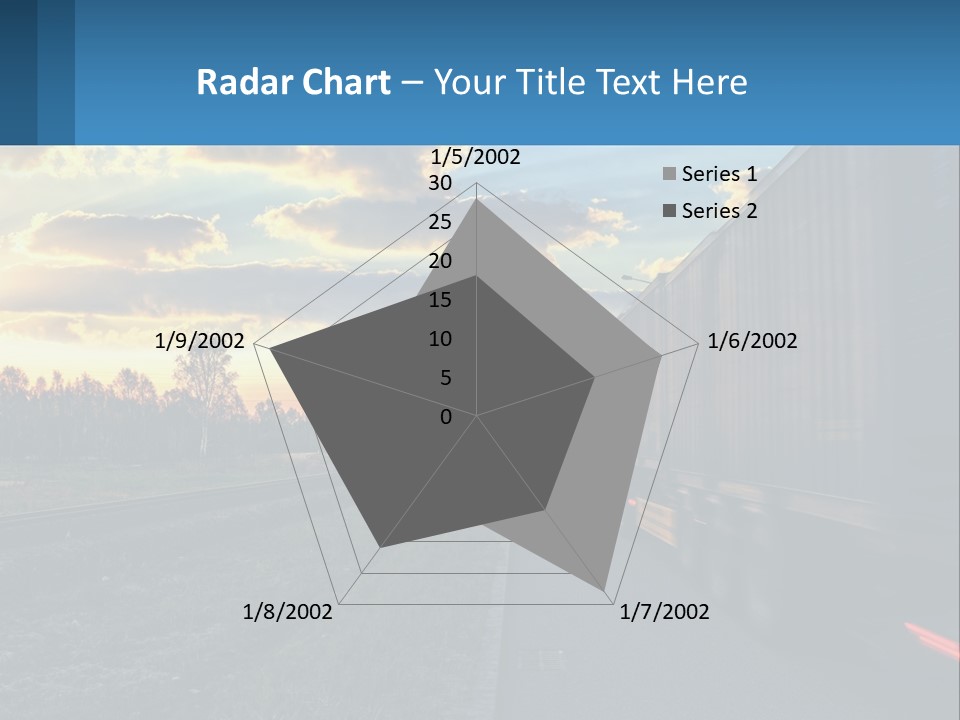 A Truck Driving Down The Road With A Sunset In The Background PowerPoint Template
