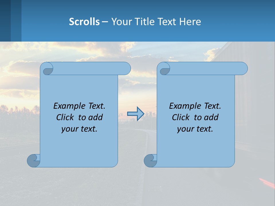 A Truck Driving Down The Road With A Sunset In The Background PowerPoint Template