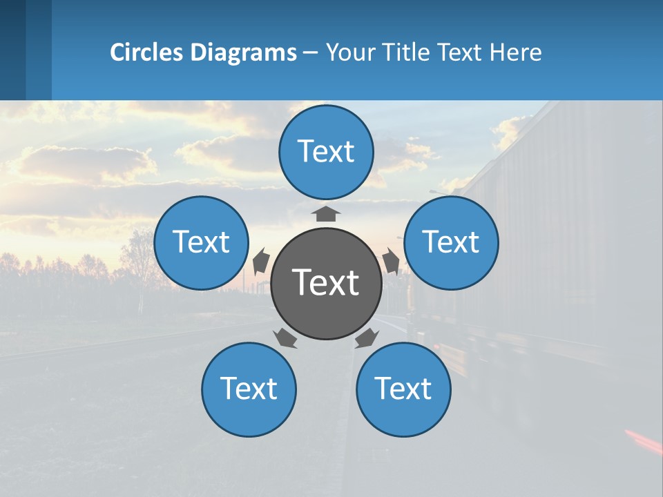 A Truck Driving Down The Road With A Sunset In The Background PowerPoint Template