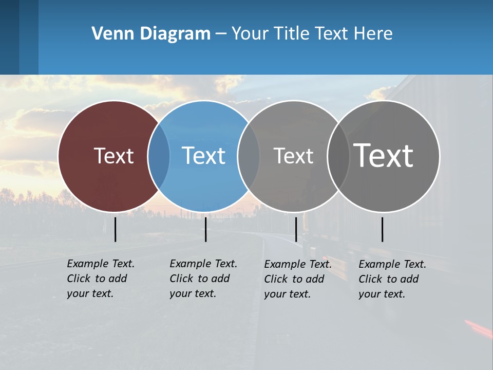 A Truck Driving Down The Road With A Sunset In The Background PowerPoint Template