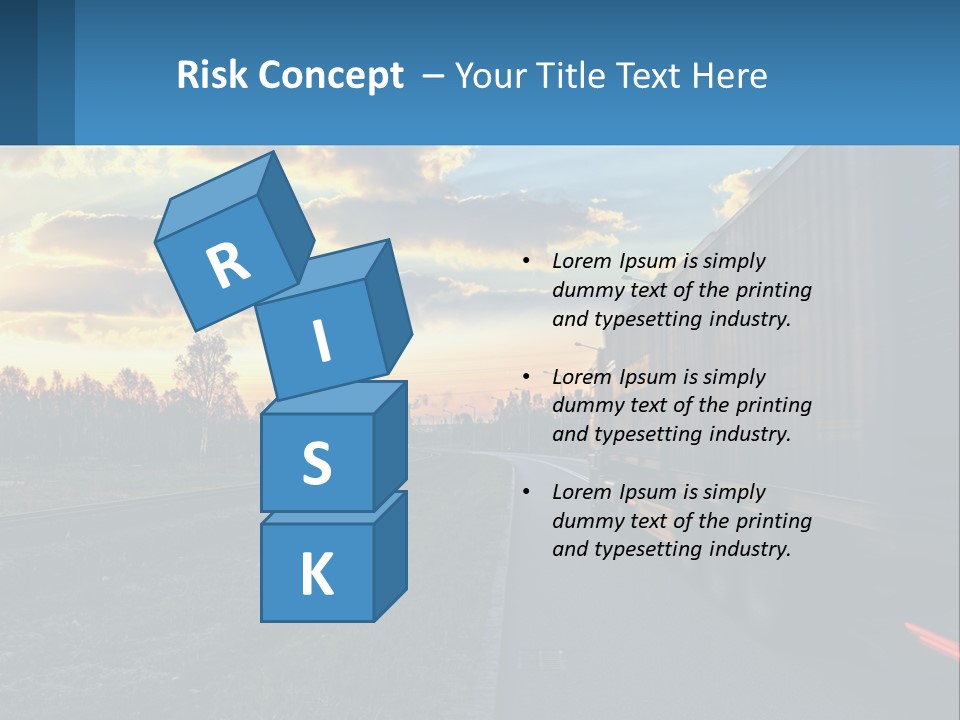 A Truck Driving Down The Road With A Sunset In The Background PowerPoint Template