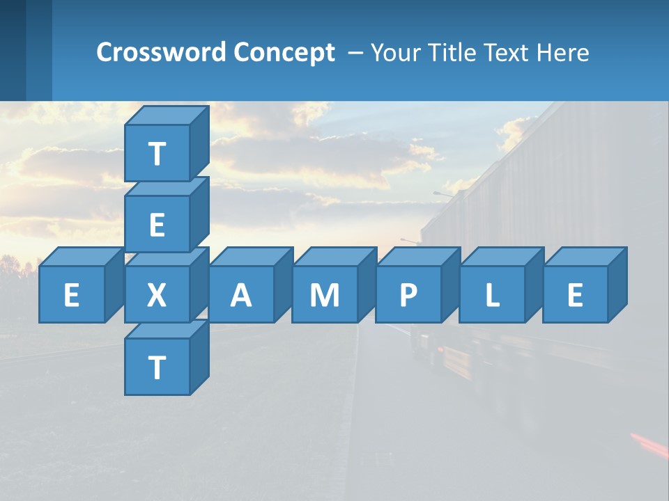A Truck Driving Down The Road With A Sunset In The Background PowerPoint Template