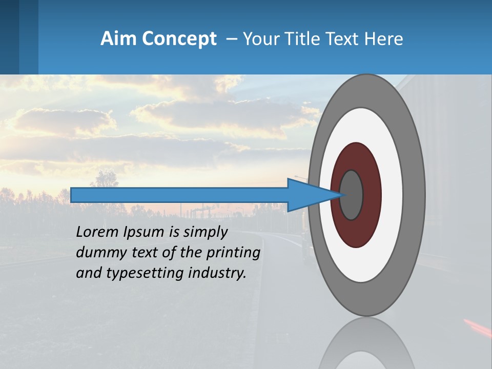 A Truck Driving Down The Road With A Sunset In The Background PowerPoint Template