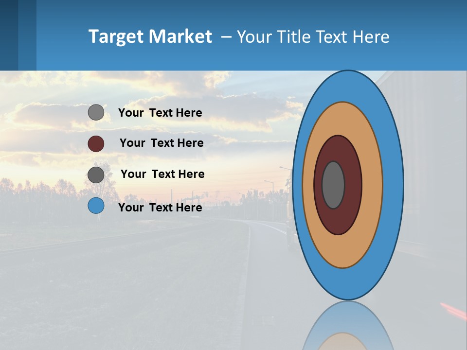 A Truck Driving Down The Road With A Sunset In The Background PowerPoint Template