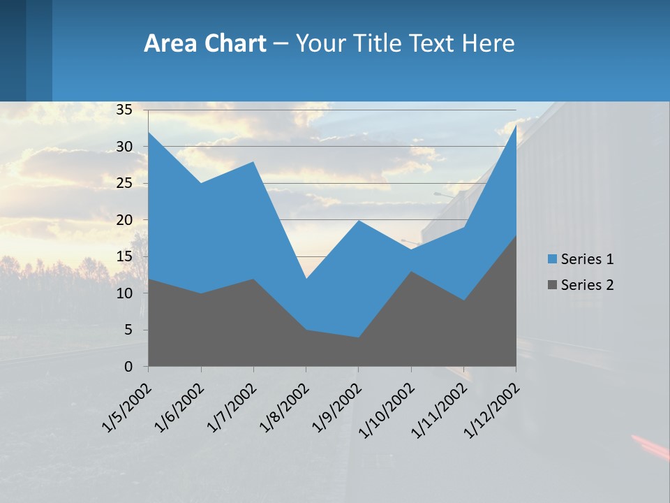 A Truck Driving Down The Road With A Sunset In The Background PowerPoint Template