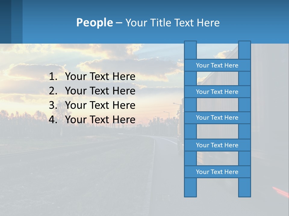 A Truck Driving Down The Road With A Sunset In The Background PowerPoint Template