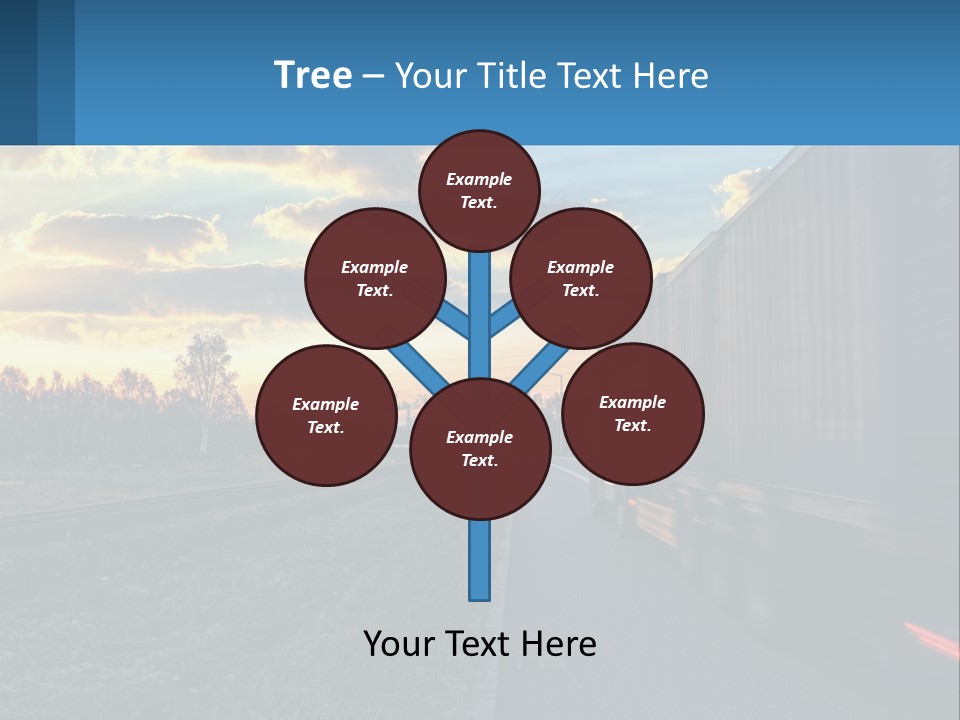 A Truck Driving Down The Road With A Sunset In The Background PowerPoint Template