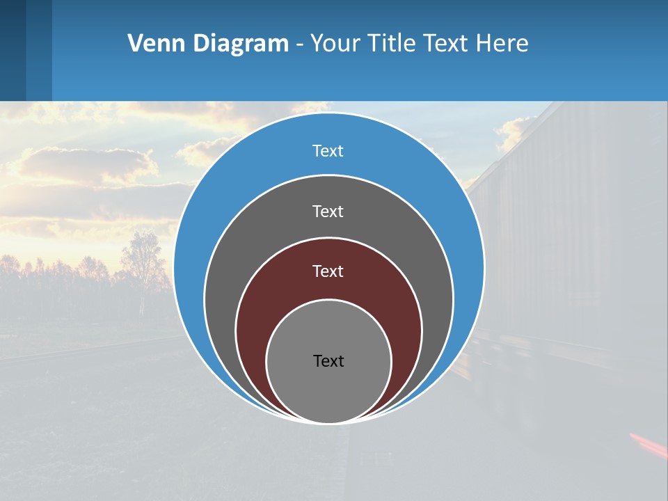 A Truck Driving Down The Road With A Sunset In The Background PowerPoint Template