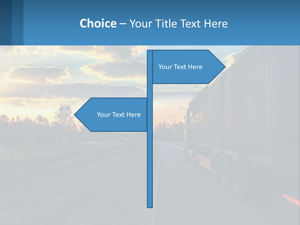A Truck Driving Down The Road With A Sunset In The Background PowerPoint Template