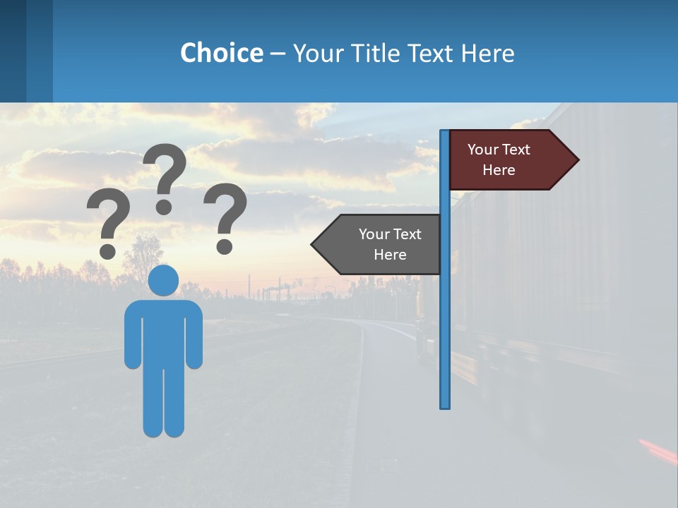 A Truck Driving Down The Road With A Sunset In The Background PowerPoint Template