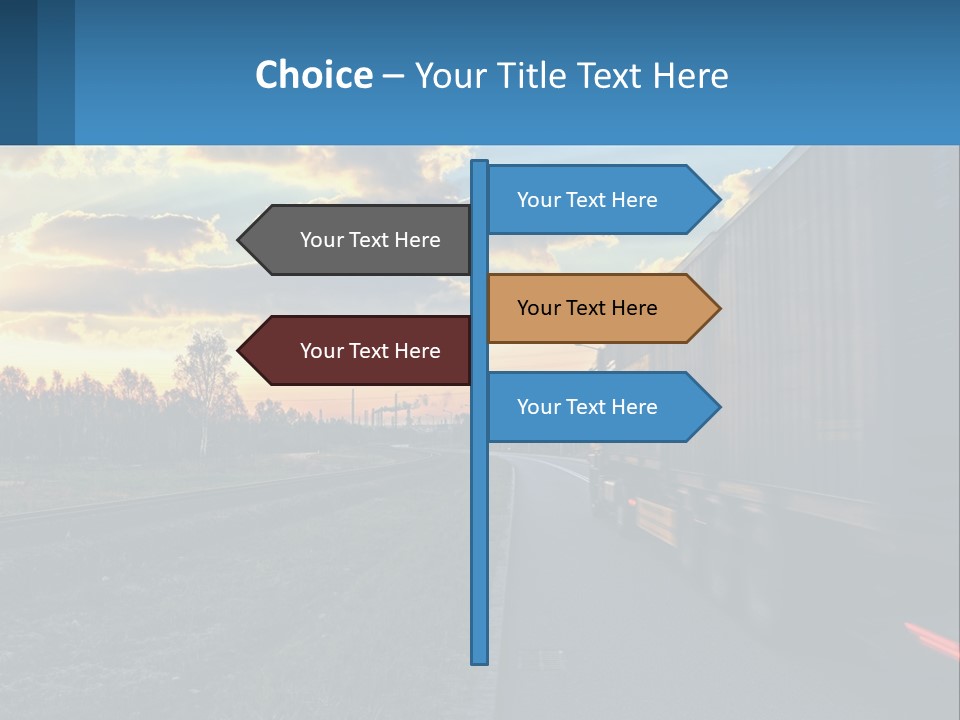 A Truck Driving Down The Road With A Sunset In The Background PowerPoint Template