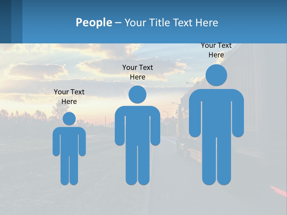 A Truck Driving Down The Road With A Sunset In The Background PowerPoint Template