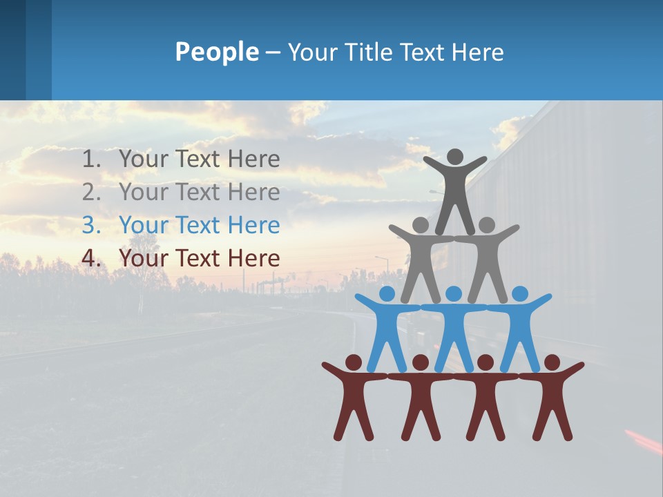 A Truck Driving Down The Road With A Sunset In The Background PowerPoint Template