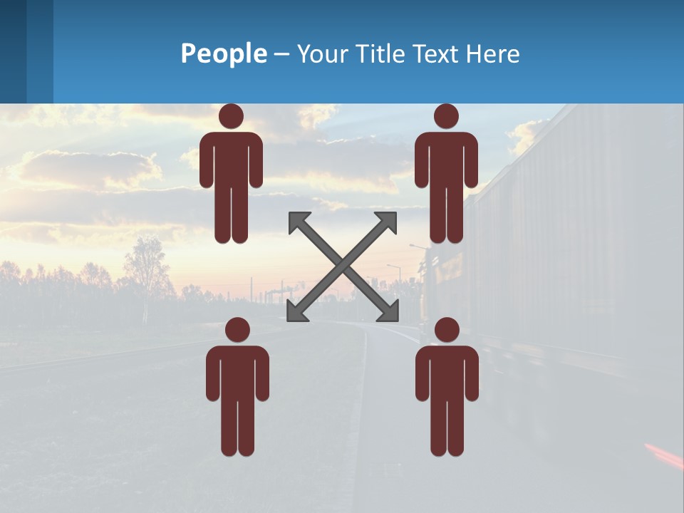 A Truck Driving Down The Road With A Sunset In The Background PowerPoint Template