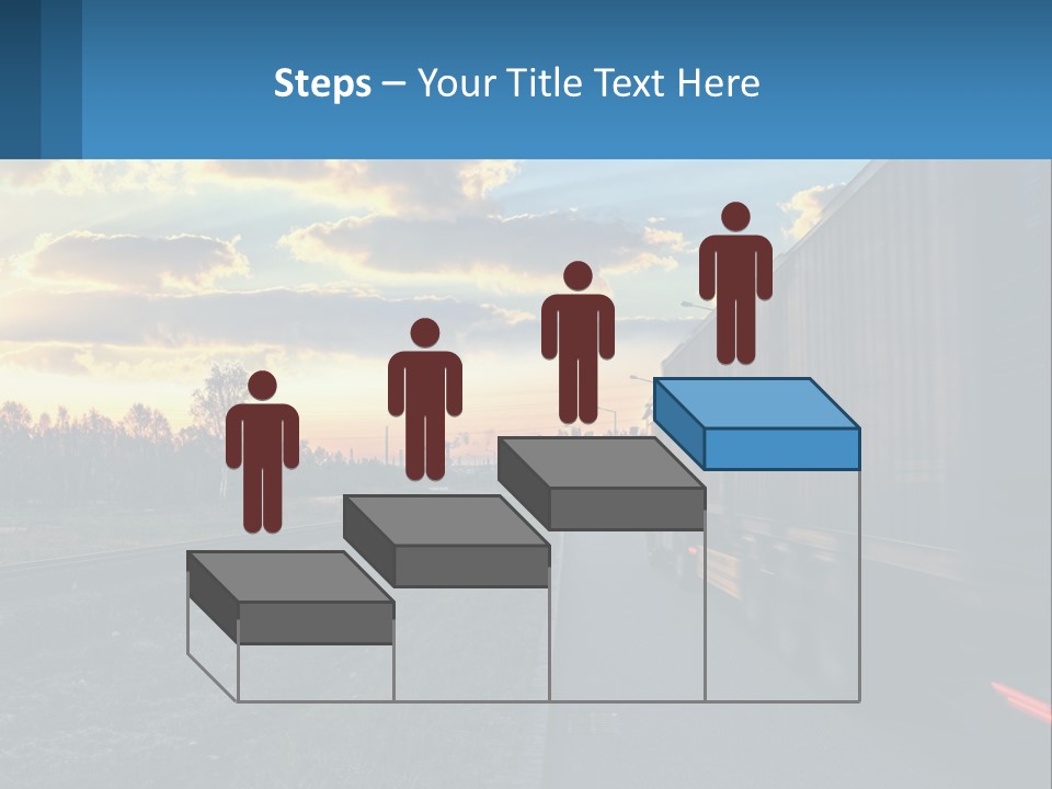 A Truck Driving Down The Road With A Sunset In The Background PowerPoint Template