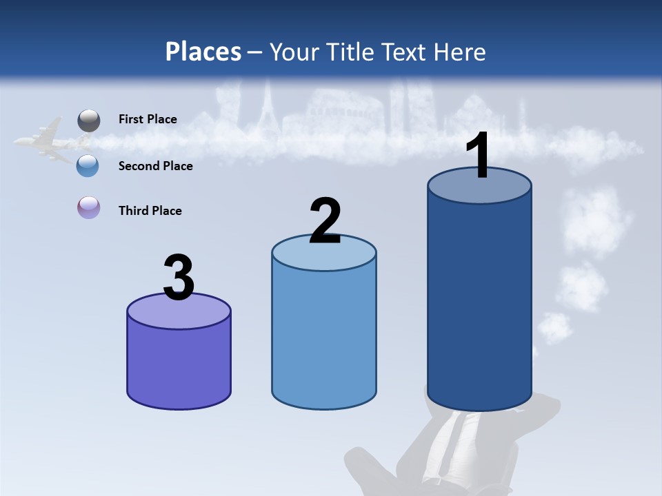 A Man Sitting In A Chair With A Plane In The Sky PowerPoint Template