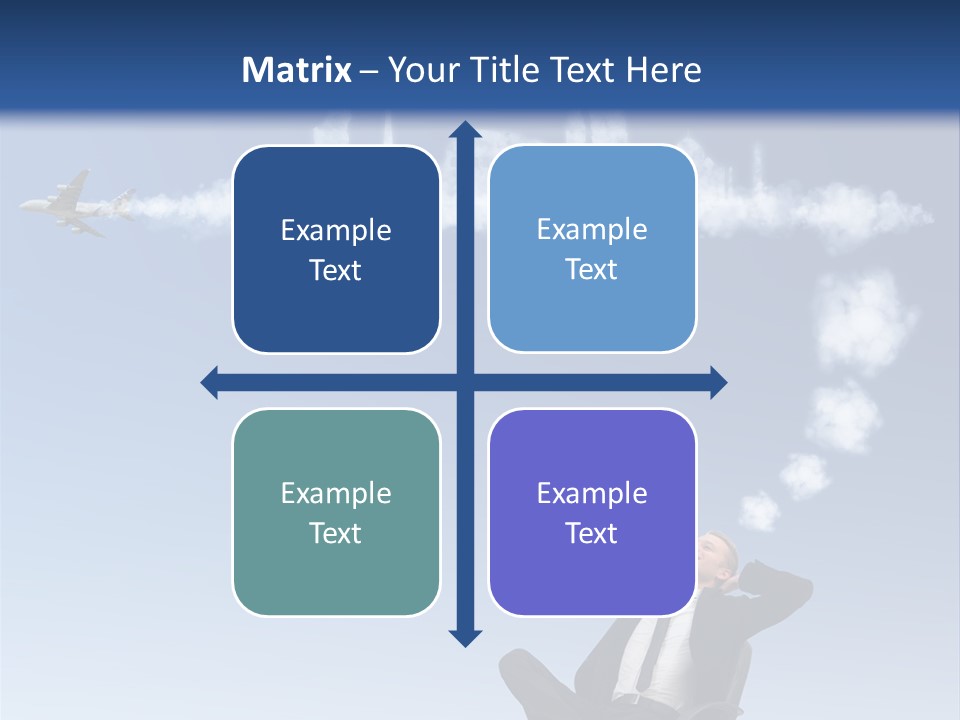 A Man Sitting In A Chair With A Plane In The Sky PowerPoint Template