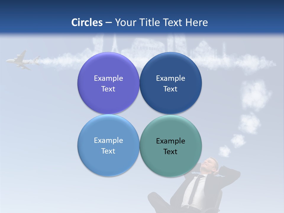 A Man Sitting In A Chair With A Plane In The Sky PowerPoint Template