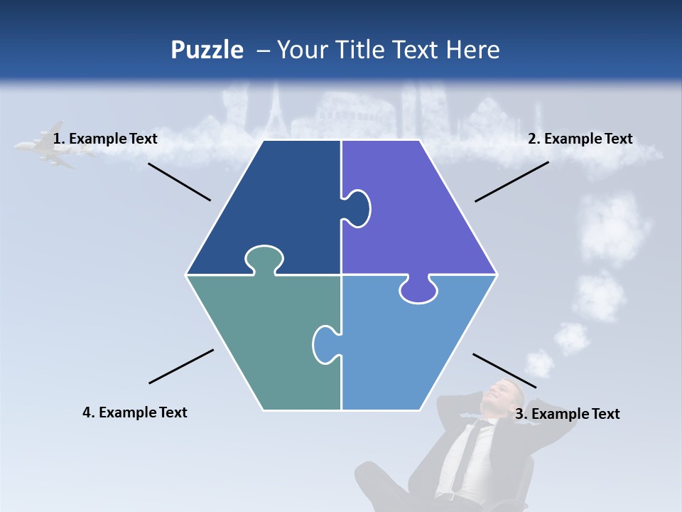 A Man Sitting In A Chair With A Plane In The Sky PowerPoint Template